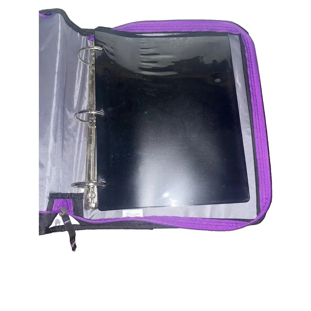 Five Star Zipper Binder Portfolio 3-Ring Expanding File Grey/Purple